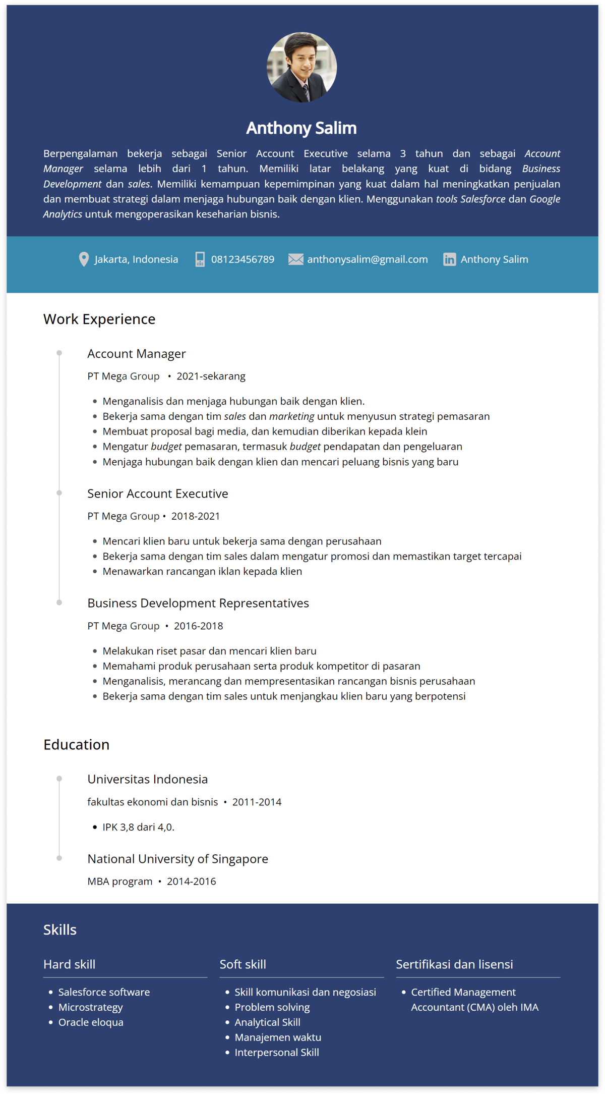 Contoh CV Account Manager --- Dibuat di CakeResume
