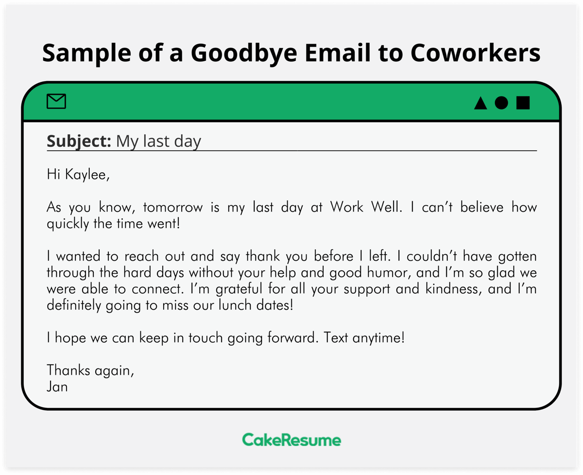goodbye email to coworkers sample