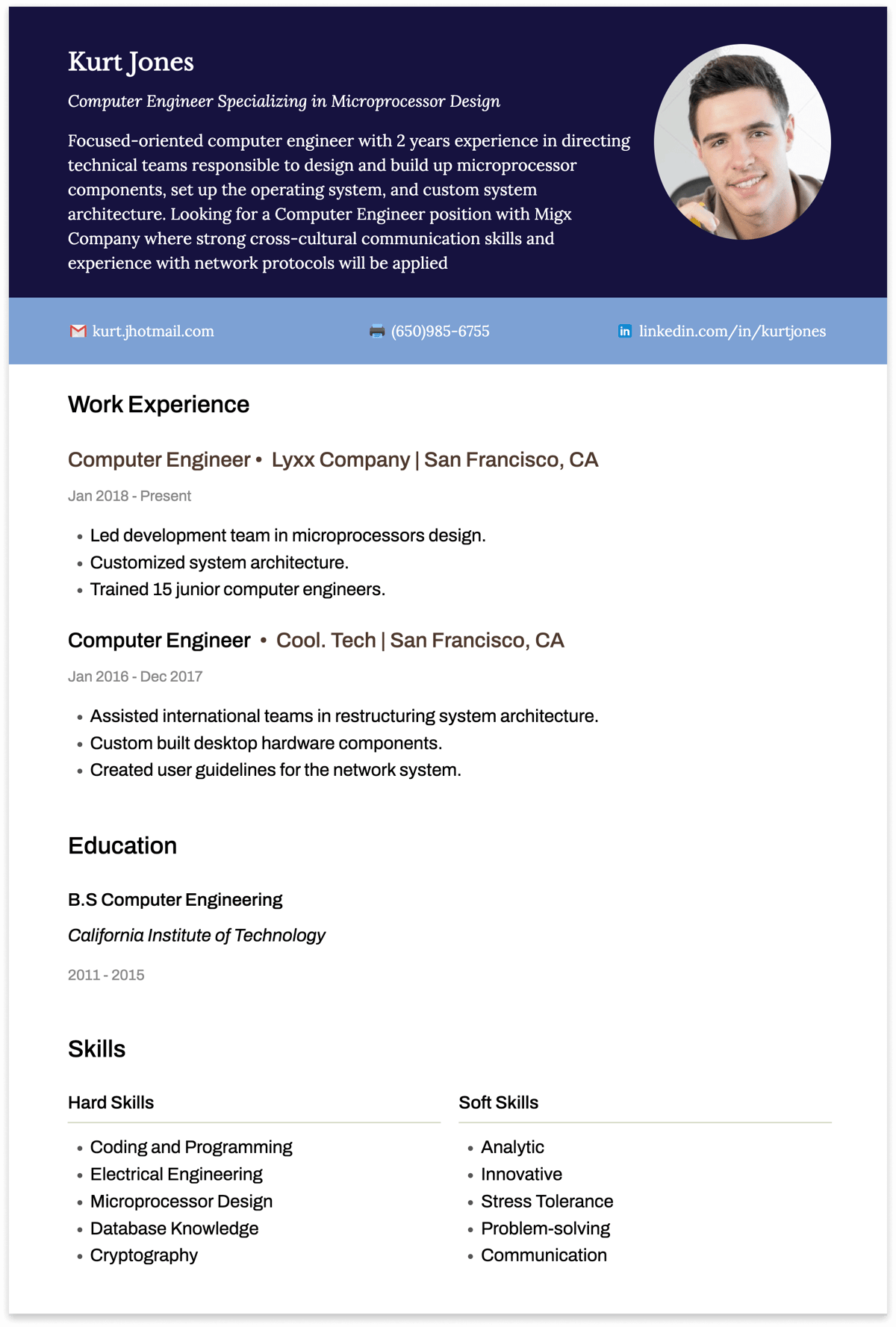 computer engineering resume example