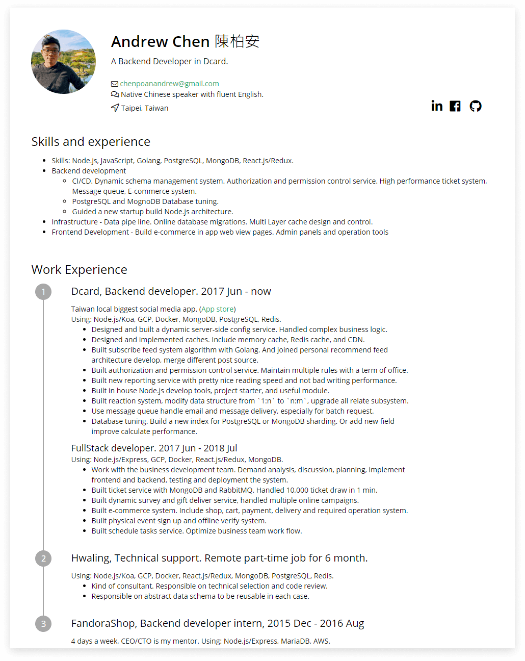 backend resume