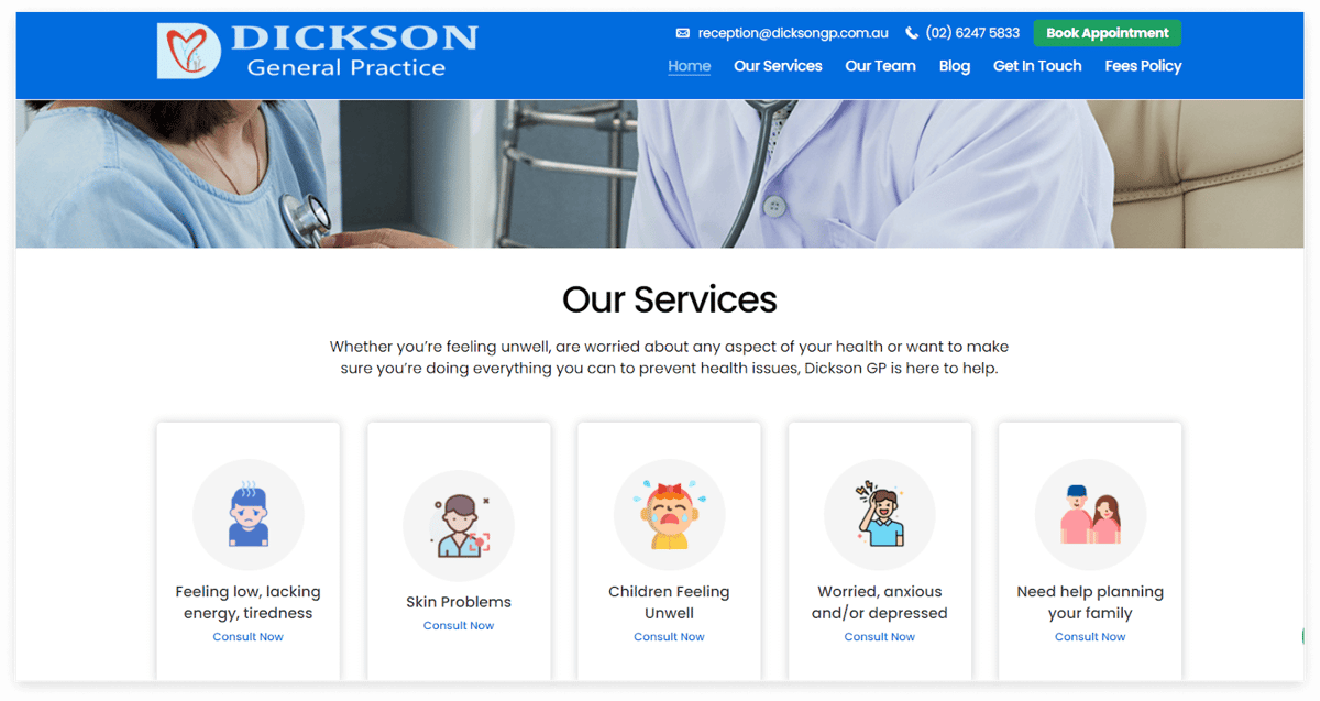 Doctor’s personal website by Dickson General Practice