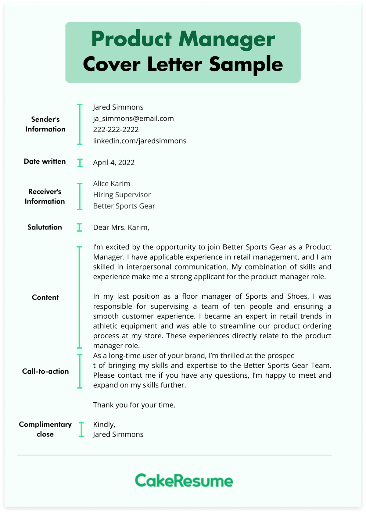 Product Manager Cover Letter Sample