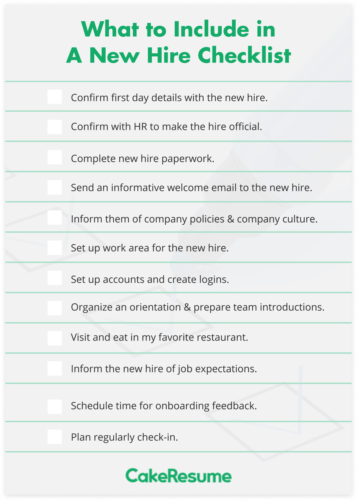 new hire checklist element
