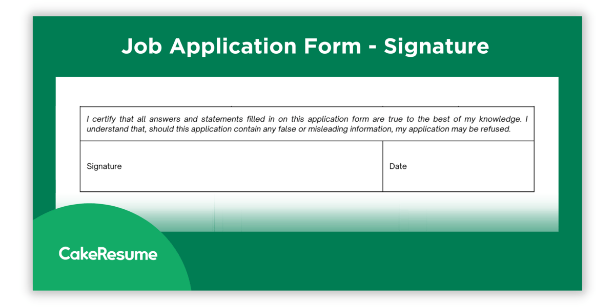 Signature & Statement on of Job Application Form