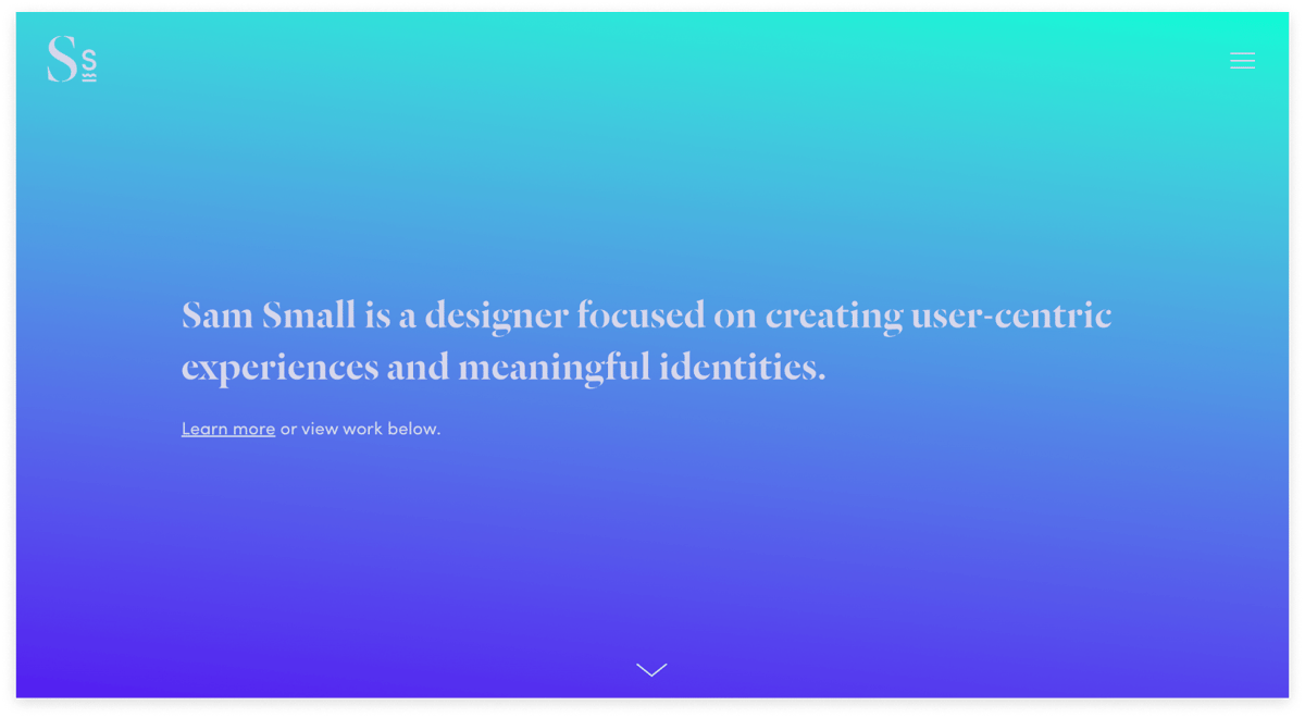 UI designer portfolio website by Sam Small Design 