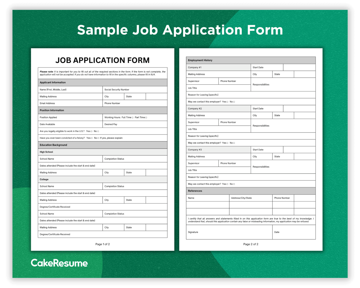 job application form sample