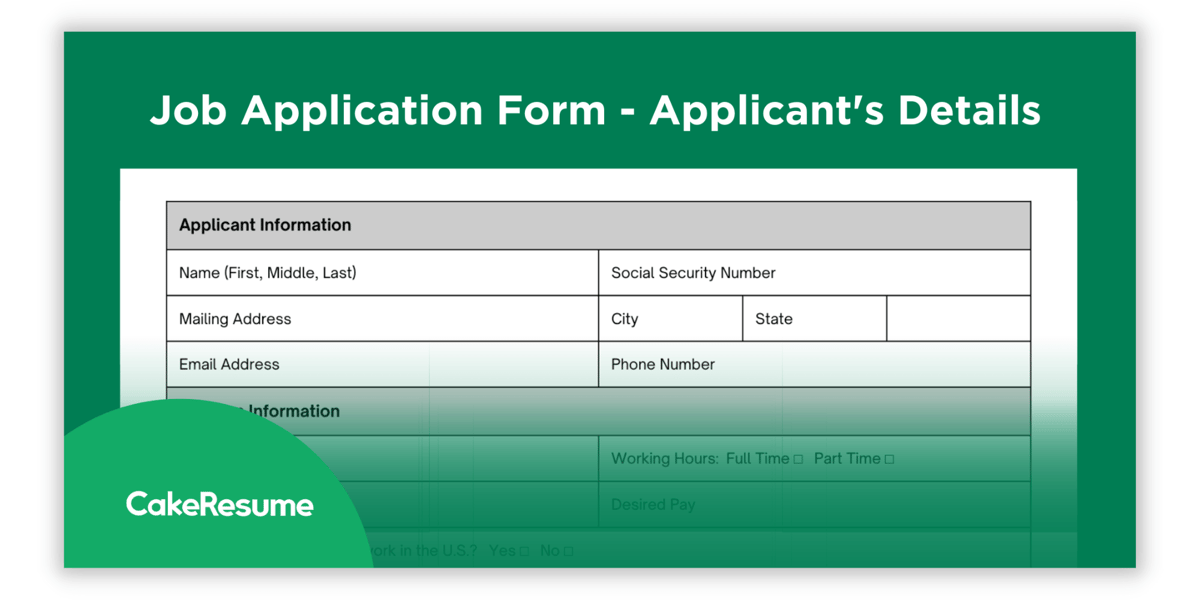Applicant's Personal Information Section in a Job Application Form
