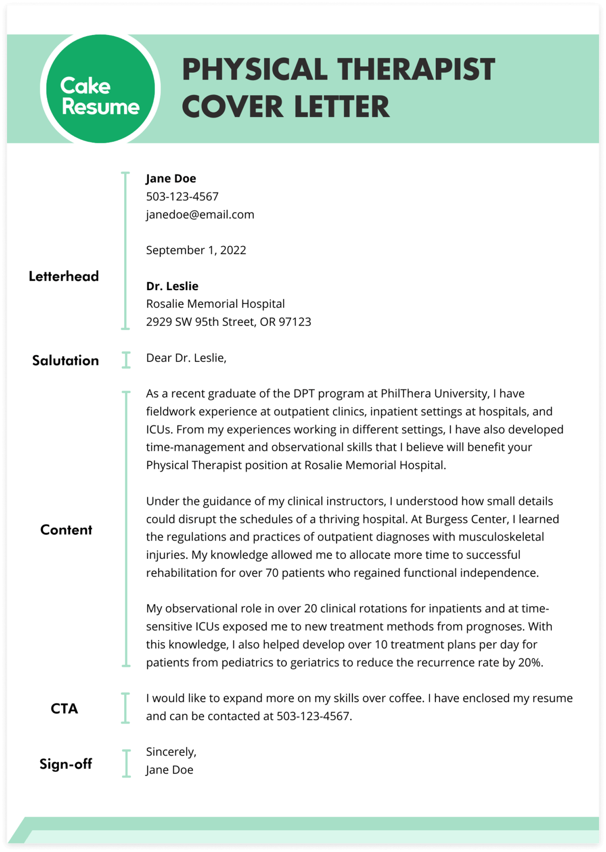 Physical Therapist Cover Letter Sample