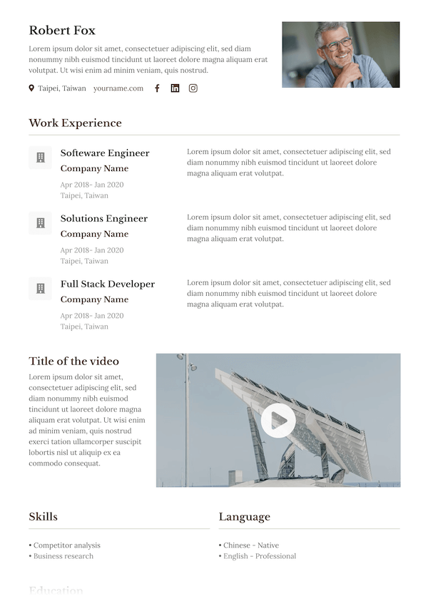 Resume template minimalist